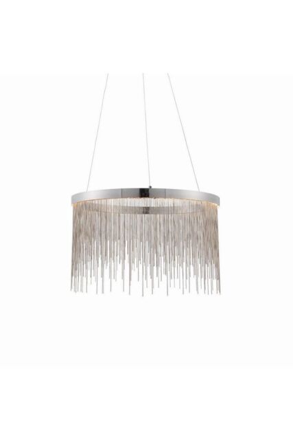 Netlighting Zelma LED 1 Light Pendant Chrome Silver Chain in Grey - image 1