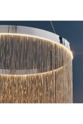 Netlighting Zelma LED 1 Light Pendant Chrome Silver Chain in Grey - thumbnail 4