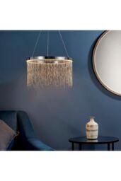 Netlighting Zelma LED 1 Light Pendant Chrome Silver Chain in Grey - thumbnail 2