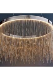 Netlighting Zelma LED 1 Light Pendant Chrome Silver Chain in Grey - thumbnail 5