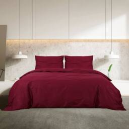 Berkfield Home Duvet Cover Set Bordeaux 140x200 cm Cotton in Red - thumbnail 3