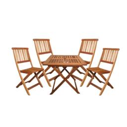 Samuel Alexander 4 Person Folding Square Wooden Garden Dining Table Chairs Set in Brown - thumbnail 1