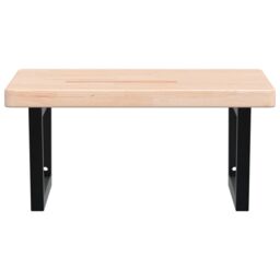Berkfield Home Basin Shelf Wall Mounted Steel & Solid Wood Oak in Brown - thumbnail 4