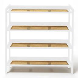 Keplin 4 Tier Bamboo & Rattan Shoe Organiser Rack - Durable, Easy Assembly in White - thumbnail 2