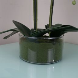 Leaf Artificial Orchid with Glass Planter Pink Botanik in Green - thumbnail 4
