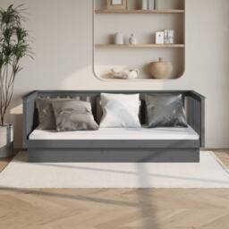 Berkfield Home Beautiful Day Bed Grey 80x200 cm Solid Wood Pine - thumbnail 2