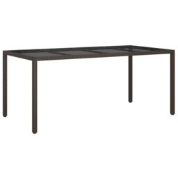 Berkfield Home Garden Table Brown 190x90x75 cm Tempered Glass & Poly Rattan - Size: 190 x 90 x 75 cm - thumbnail 2