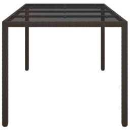 Berkfield Home Garden Table Brown 190x90x75 cm Tempered Glass & Poly Rattan - Size: 190 x 90 x 75 cm - thumbnail 4
