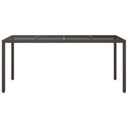 Berkfield Home Garden Table Brown 190x90x75 cm Tempered Glass & Poly Rattan - Size: 190 x 90 x 75 cm - thumbnail 3