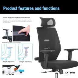 JFY Executive Padded Swivel Office Chair with Lumbar Support in Black - thumbnail 4