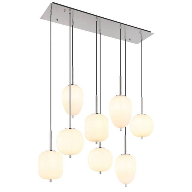 Netlighting Blacky I Cluster Pendant Nickel Matt Opal Glass Shade 8x E14 in Grey - image 1