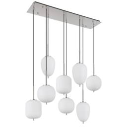 Netlighting Blacky I Cluster Pendant Nickel Matt Opal Glass Shade 8x E14 in Grey - thumbnail 2