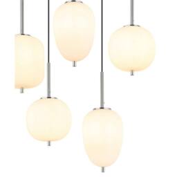 Netlighting Blacky I Cluster Pendant Nickel Matt Opal Glass Shade 8x E14 in Grey - thumbnail 4