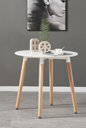 Life Interiors Patchwork Halo Dining Set for 2 - a Round Dining Table & Set of 2 Fabric Dining Chairs with Armrests in White - thumbnail 2