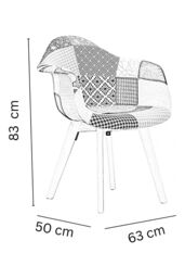 Life Interiors Patchwork Halo Dining Set for 2 - a Round Dining Table & Set of 2 Fabric Dining Chairs with Armrests in White - thumbnail 9