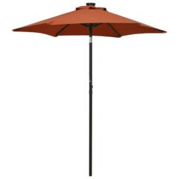 Berkfield Home Parasol with LED Lights Terracotta 200x211 cm Aluminium in Grey