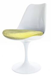Fusion Living Tulip Set - White Medium Circular Table & Four Chairs with Luxurious Cushion in Yellow - thumbnail 2