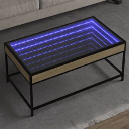 Berkfield Home Coffee Table with Infinity LED Sonoma Oak 90x50x41 cm in Brown - Size: 90 x 50 x 41 cm - thumbnail 1