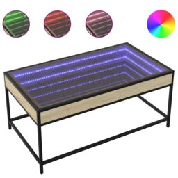 Berkfield Home Coffee Table with Infinity LED Sonoma Oak 90x50x41 cm in Brown - Size: 90 x 50 x 41 cm - thumbnail 2