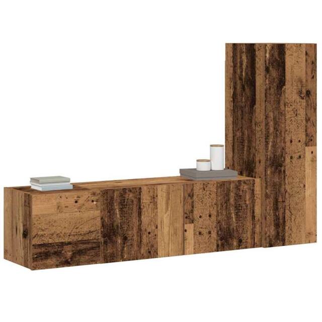 Berkfield Home Wall Mounted TV cabinets 3 pcs Old Wood Engineered Wood in Brown - image 1