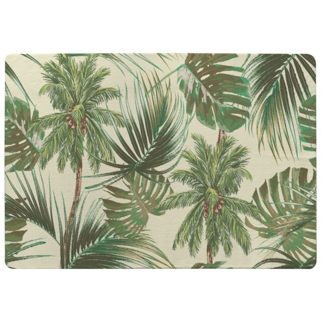 Benjamin Tate Design Tropical Leaves On Yellow Rug in Natural - Size: Large - image 1