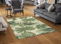 Benjamin Tate Design Tropical Leaves On Yellow Rug in Natural - Size: Large - thumbnail 2