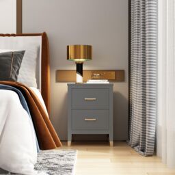 Cabinet Bits Palazzi 2 Drawer Bedside Table in Mid Grey - thumbnail 1