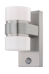 Eglo Atollari Stainless Steel Cylindrical IP44 Integrated LED Outdoor Wall Light in Metallic Silver