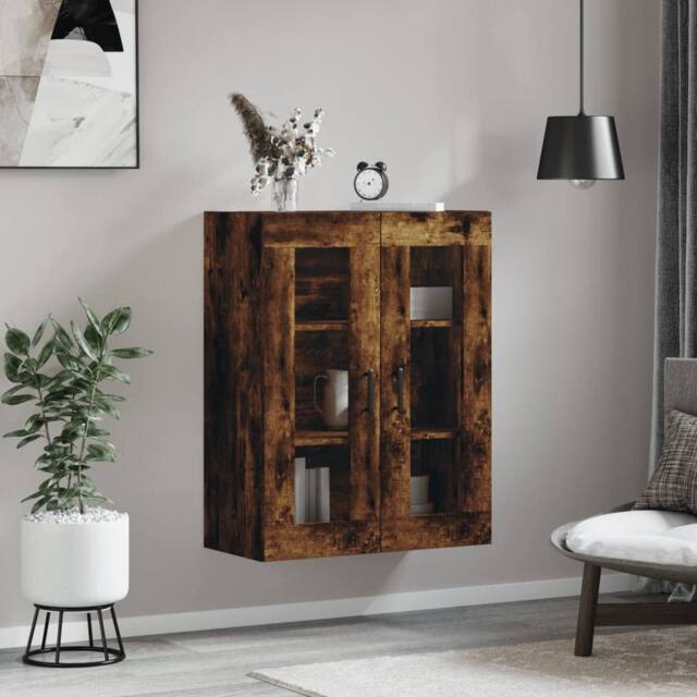 Berkfield Home Wall Mounted Cabinet Smoked Oak 69.5x34x90 cm in Brown - image 1