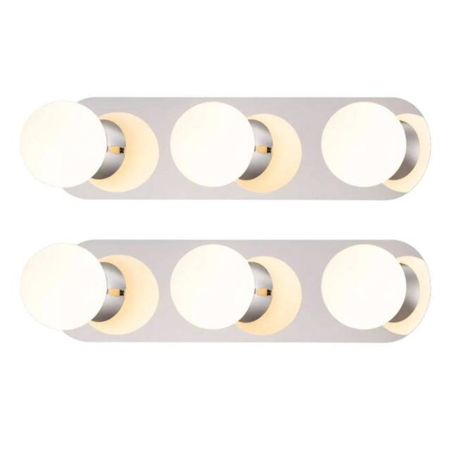 First Choice Lighting Set of 2 Iris - Chrome with Opal Glass IP44 Bathroom LED Wall lights in Silver - image 1