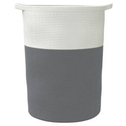 Berkfield Home Storage Basket Grey & White √ò49x65 cm Cotton - Size: 49x65 cm - thumbnail 4