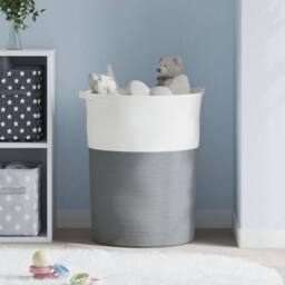 Berkfield Home Storage Basket Grey & White √ò49x65 cm Cotton - Size: 49x65 cm - thumbnail 3