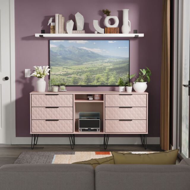 Ready Assembled 2 U Islay 6 Drawer Sideboard (Ready Assembled) in Dusty Pink - image 1