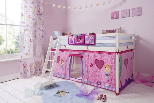 Nöa and Nani Moro Cabin Bed Midsleeper with Fairies Tent in White - Size: Single - image 1