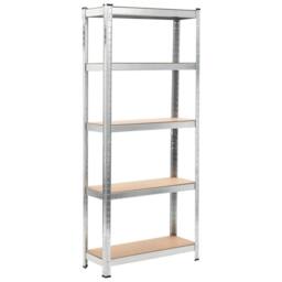 Berkfield Home Storage Shelves 3 pcs Silver 75x30x172 cm Steel & MDF - Size: 75 x 30 x 172 cm - thumbnail 2