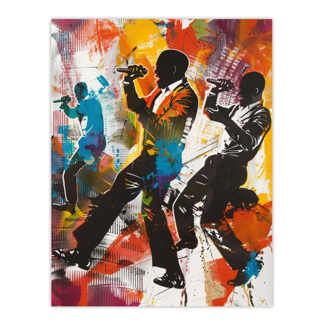 "Artery8 Bright Colourful Artwork Soul Singers Silhouette Wall Art Print - Size: W24"" x H32""" - image 1