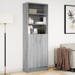 Berkfield Home Highboard with LED Grey Sonoma 69x32.5x200 cm Engineered Wood - thumbnail 4