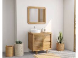 Vente-unique Freestanding Teak Vanity Unit - W80 Cm - TORAJA in Light Oak - thumbnail 1