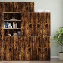 Berkfield Home Wall Cabinet Smoked Oak 50x42.5x40 cm Engineered Wood in Brown - thumbnail 3