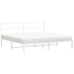 Berkfield Home Metal Bed Frame without Mattress with Headboard White 180x200cm - Size: Super King - thumbnail 2