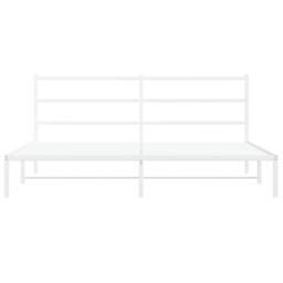 Berkfield Home Metal Bed Frame without Mattress with Headboard White 180x200cm - Size: Super King - thumbnail 5