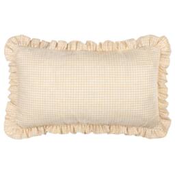 Furn Les Petite Fleurs 100% Cotton Gingham Ruffle Cushion in Natural - Size: 30 cm x 50 cm - thumbnail 3