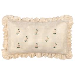 Furn Les Petite Fleurs 100% Cotton Gingham Ruffle Cushion in Natural - Size: 30 cm x 50 cm - thumbnail 2