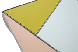 Orsina Square Side Table, Decorative Table With Gold, Pink & Mirror Segments, Silver Bedside Table, Settee Side Table - thumbnail 3