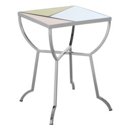 Orsina Square Side Table, Decorative Table With Gold, Pink & Mirror Segments, Silver Bedside Table, Settee Side Table - thumbnail 2