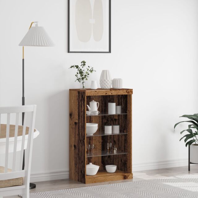 Berkfield Home Sideboard with LED Lights Old Wood 60, 5x37x100 cm in Brown - Size: 5 x 37 x 100 cm - image 1