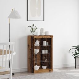 Berkfield Home Sideboard with LED Lights Old Wood 60, 5x37x100 cm in Brown - Size: 5 x 37 x 100 cm - thumbnail 1