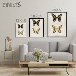 "Artery8 Giant Swallowtail Butterfly Sherman Denton Framed Canvas Wall Art in White - Size: W24"" x H32""" - thumbnail 4