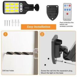 VOGREX 6000W LED Solar Street Wall Light Outdoor Garden Lamp in Black - thumbnail 3