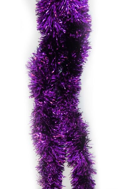 Neel Blue Chunky Christmas Tinsel Garland Shiny Metallic with White Xmas Tree Decor, 2m in Purple - image 1